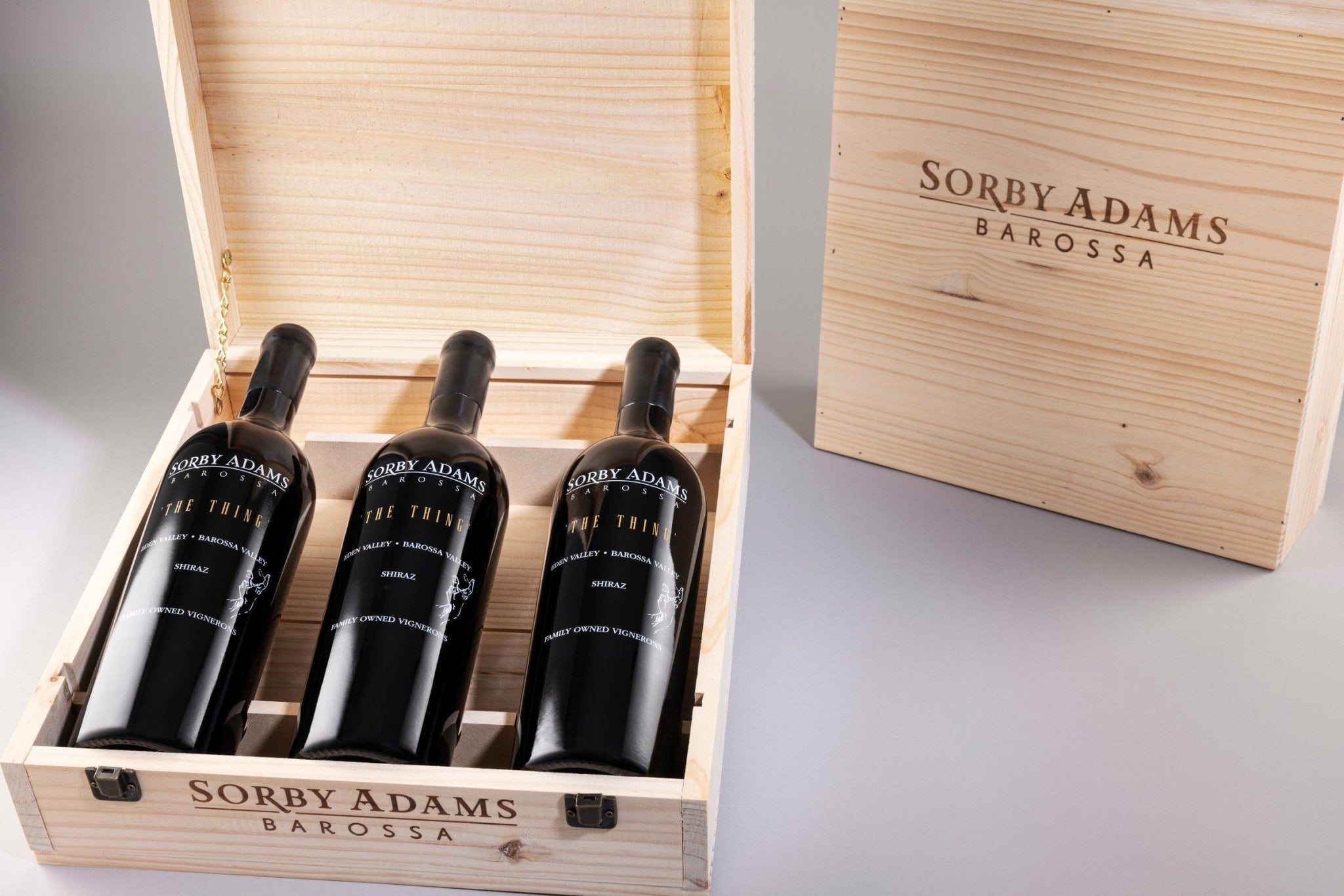 Gift 3 bottle timber boxed 2018 The Thing Barossa Shiraz - Shiraz - Sorby Adams Wines