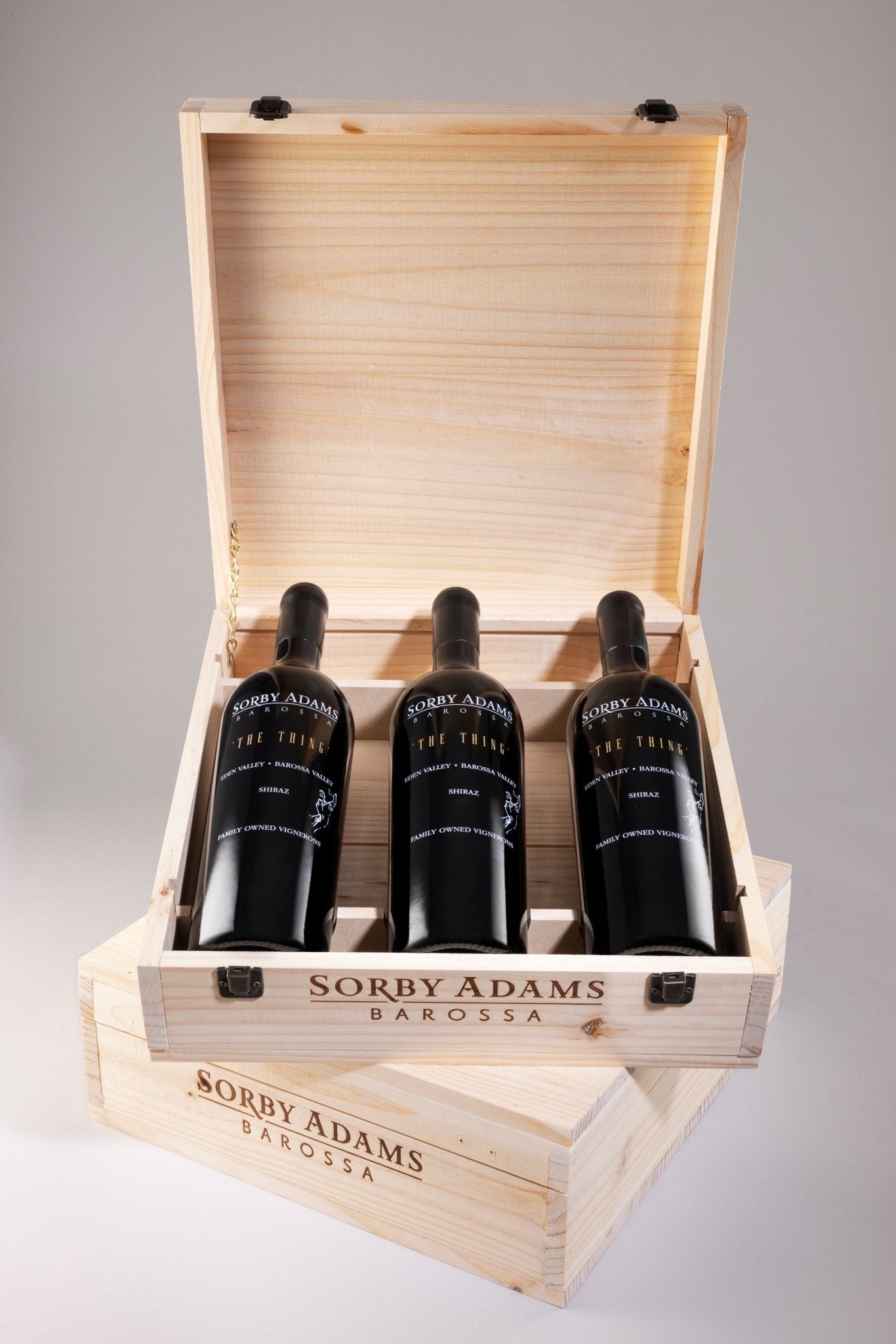 Gift 3 bottle timber boxed 2018 The Thing Barossa Shiraz - Shiraz - Sorby Adams Wines