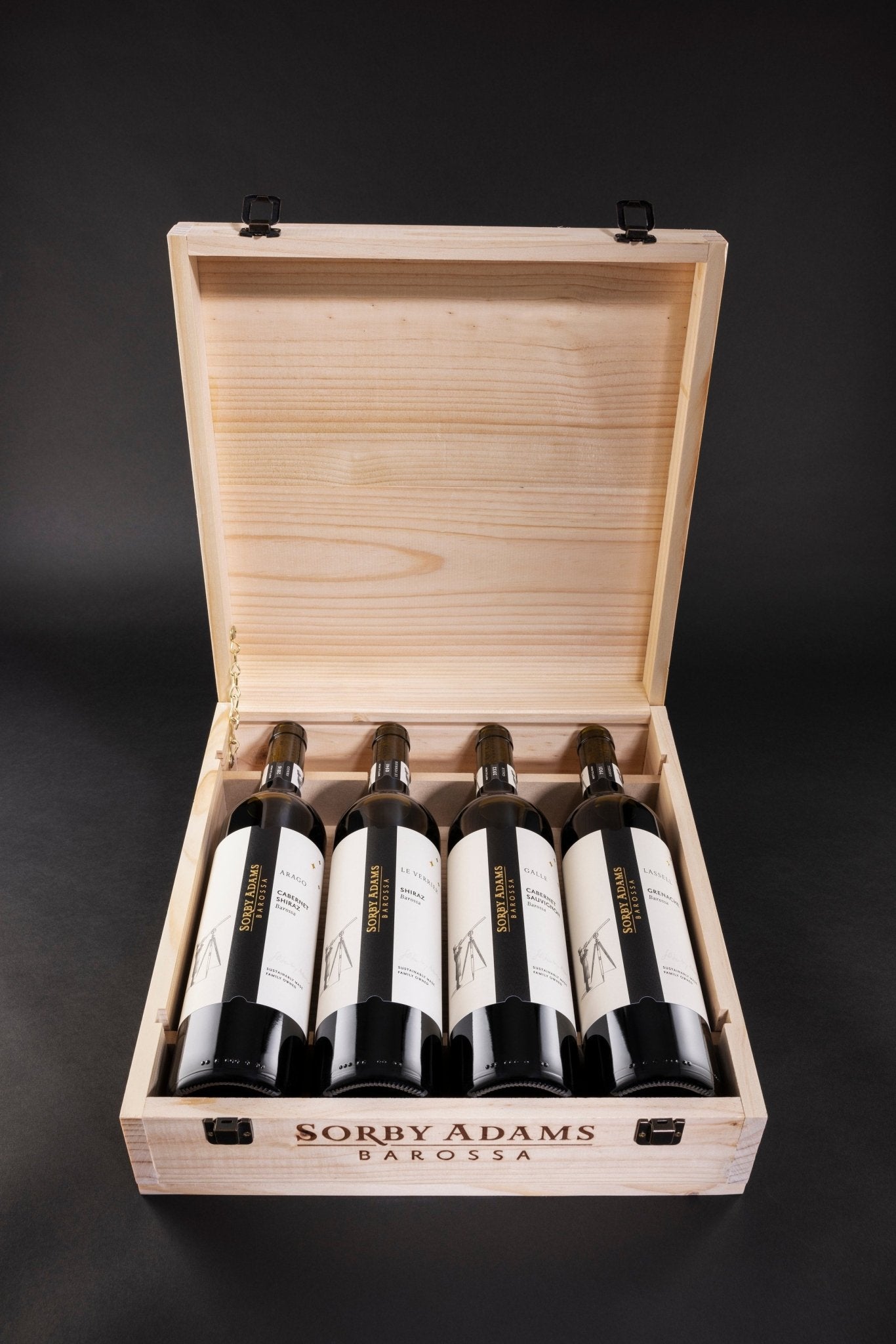 Gift 4 Bottle Timber Boxed Sorby Adams Neptune Rings Pack - Cabernet Shiraz - Sorby Adams Wines