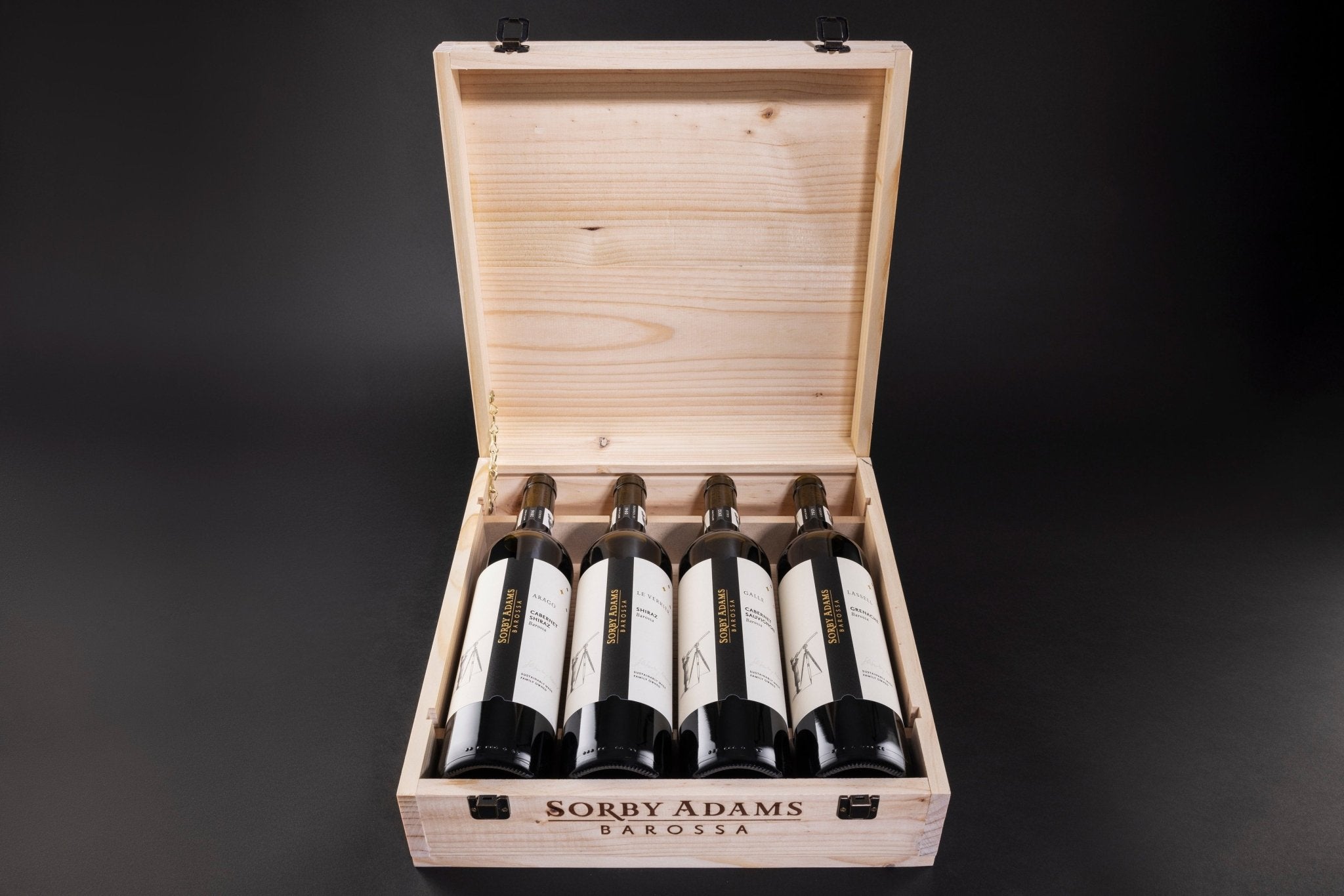 Gift 4 Bottle Timber Boxed Sorby Adams Neptune Rings Pack - Cabernet Shiraz - Sorby Adams Wines