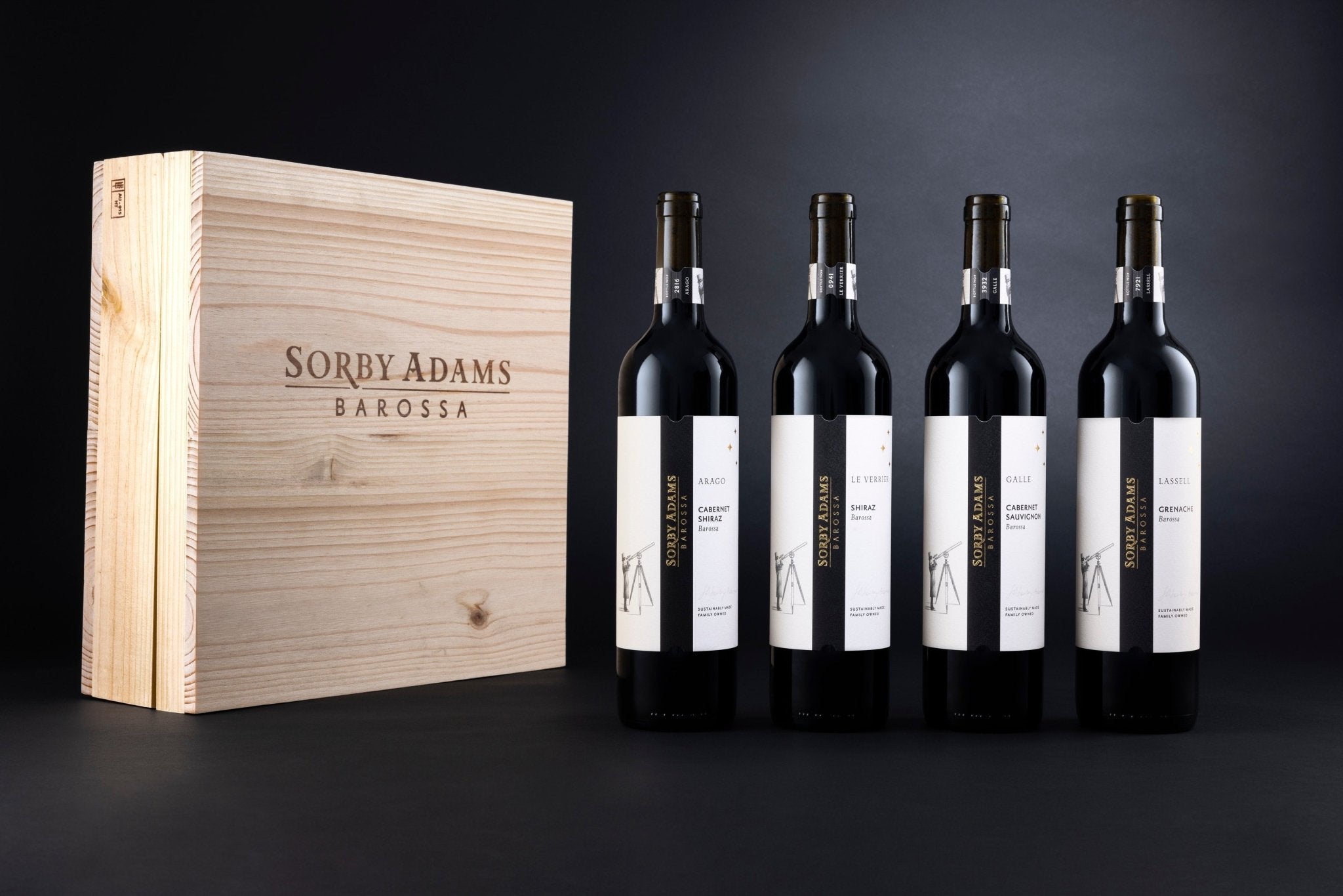 Gift 4 Bottle Timber Boxed Sorby Adams Neptune Rings Pack - Cabernet Shiraz - Sorby Adams Wines